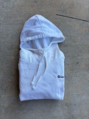 White Mens Champion Pullover Drawstring Hoodie
